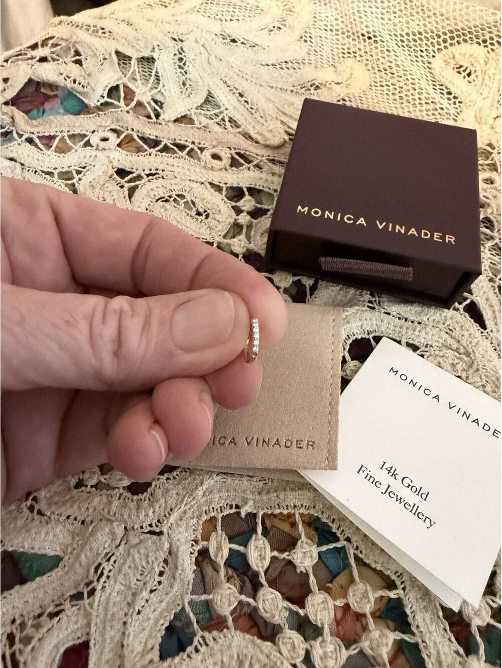 Monica Vinader Lab Created 14K Diamond Pave Huggie Earring - SINGLE EARRING ONLY